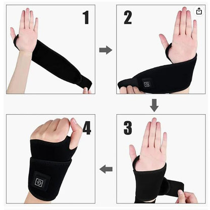 Electrically Heated Wrist Support sleeve Adjustable Wrist guard Breathable Black Strap Sports and Hand Joint Protection Tool